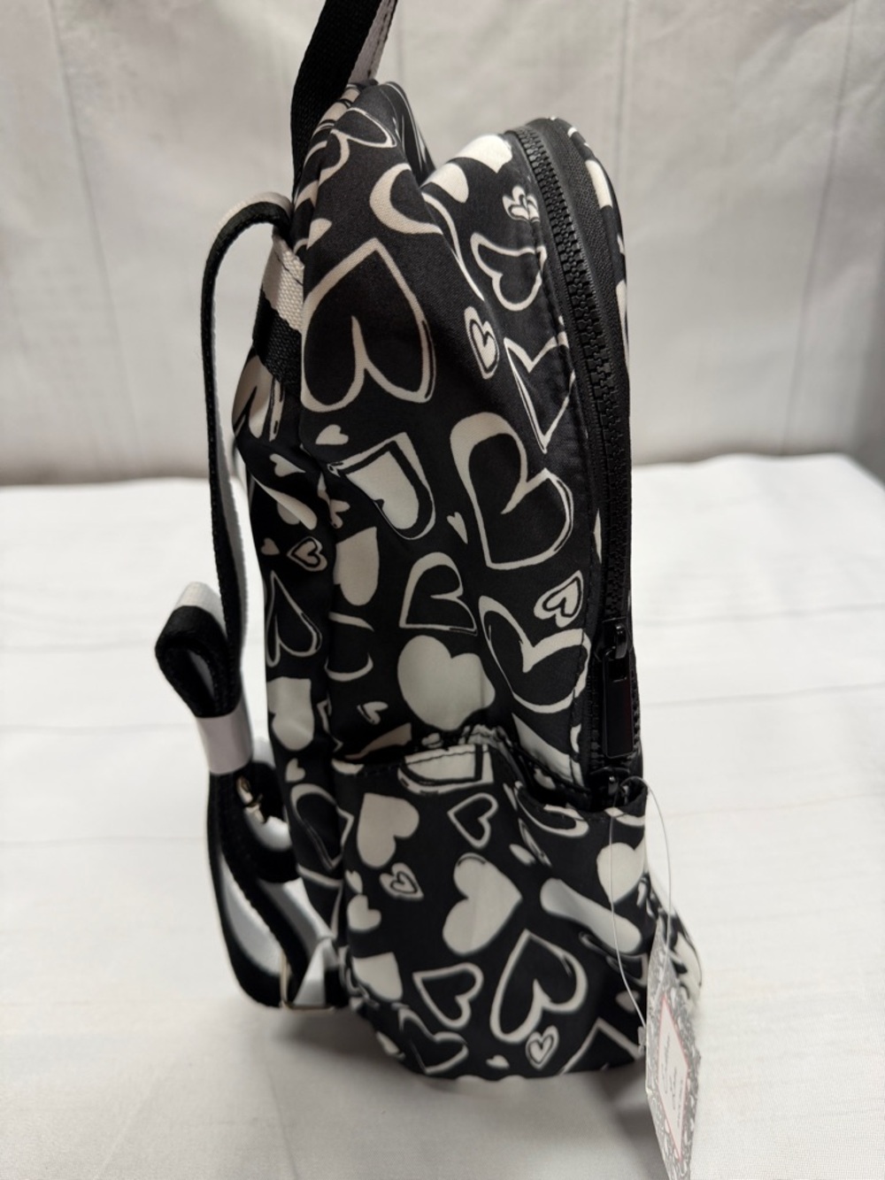 Brighton NWT Endless Love Black and White Heart Pattern Backpack - Picture 5 of 8